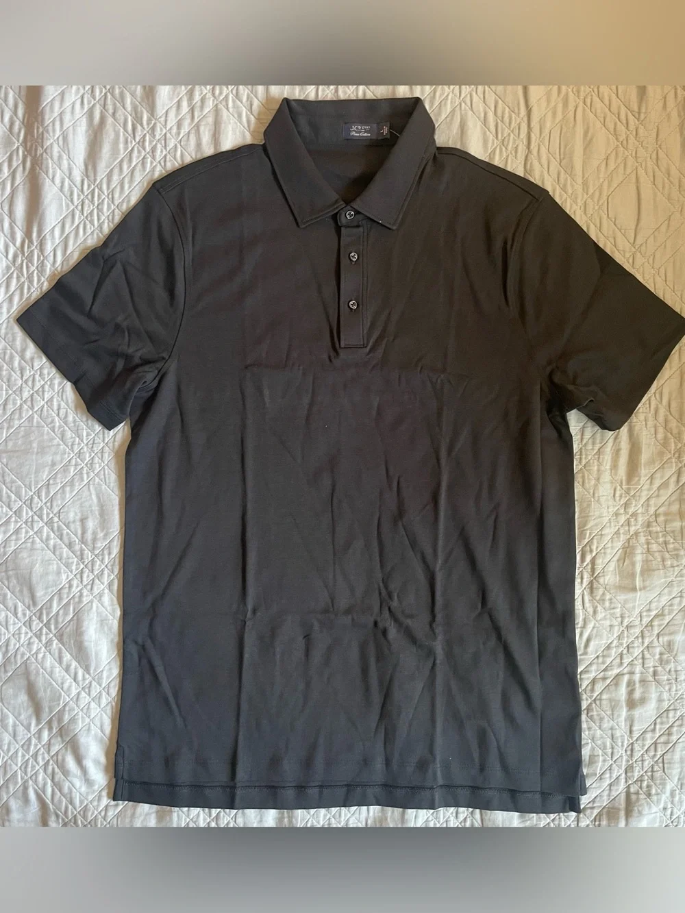 J. CREW Polo shirt in Pima cotton Black Size L NWT $98 CR435
